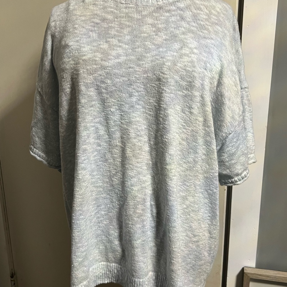 J. Crew Light Heather Gray Short-Sleeve Knit Sweater